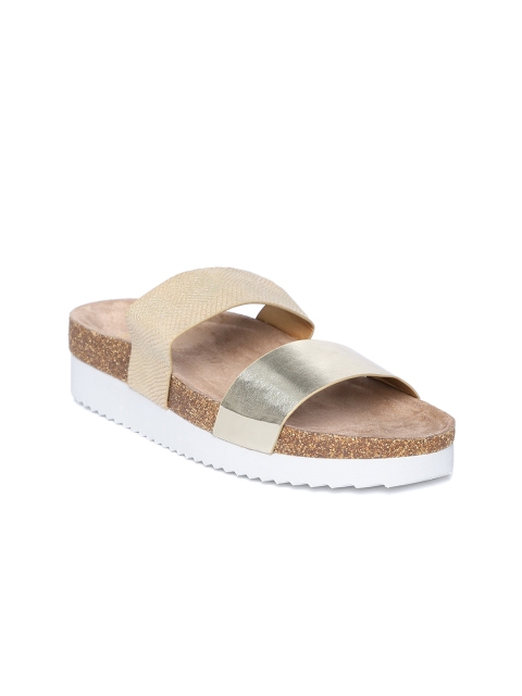 

Dune London Women Gold-Toned & Beige Open Toe Flats