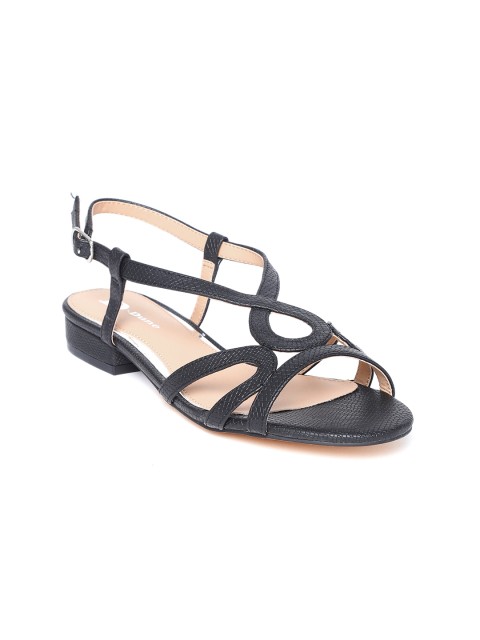 

Dune London Women Black Snakeskin Texture Open Toe Flats