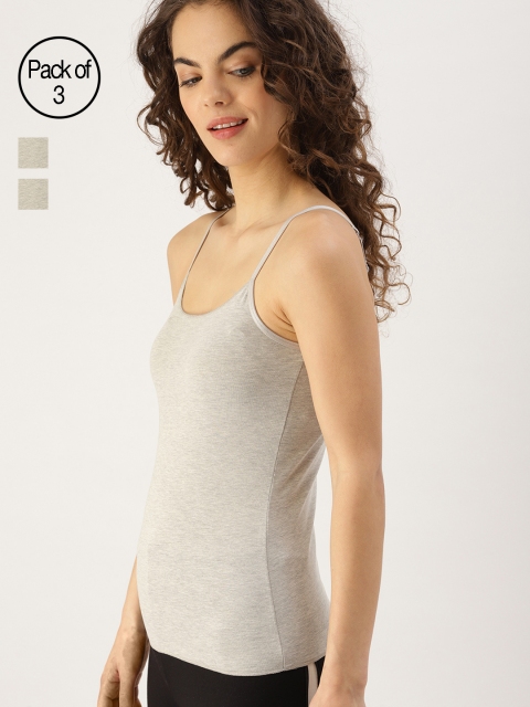 

DressBerry Women Grey Pack of 3 Camisoles DB-CAM-PK3-010F, Grey melange
