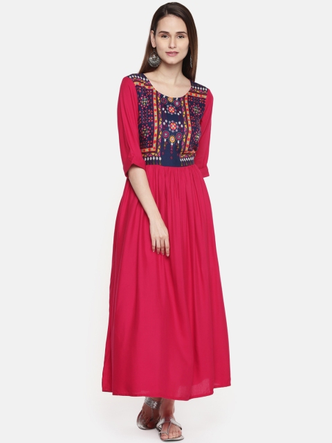 

AKKRITI BY PANTALOONS Women Pink Printed Maxi Dress