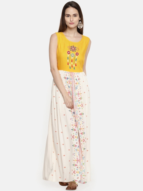 

AKKRITI BY PANTALOONS Women Off-White Printed Maxi Dress