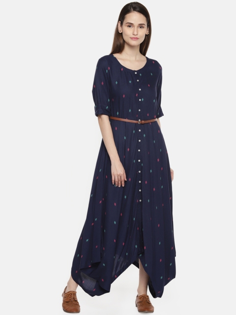 

AKKRITI BY PANTALOONS Women Navy Blue Printed Maxi Dress
