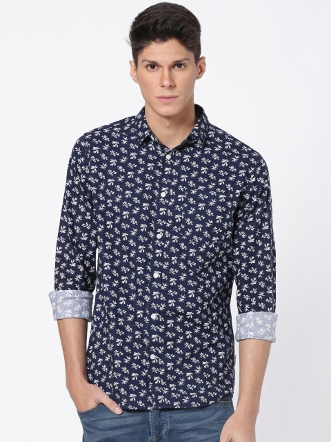 

ONLY & SONS Men Navy Slim Fit Floral Printed Casual Shirt, Navy blue
