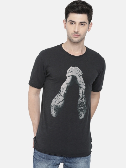 

ONLY & SONS Men Black Printed Round Neck T-shirt