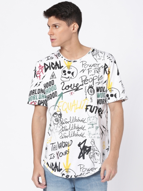 

ONLY & SONS Men White Printed Round Neck T-shirt