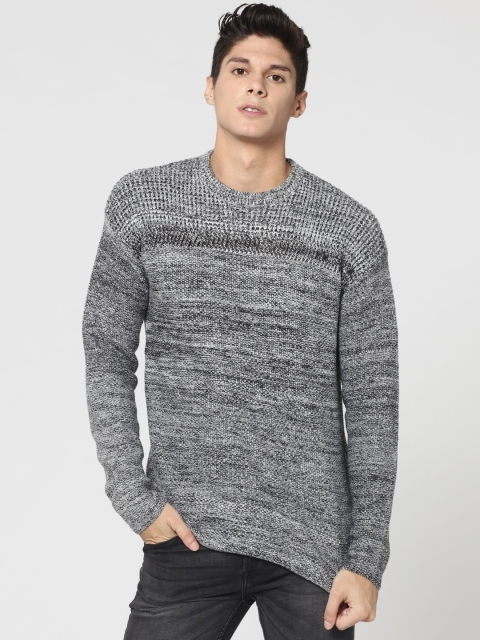 

ONLY & SONS Men Grey Self Design Pullover