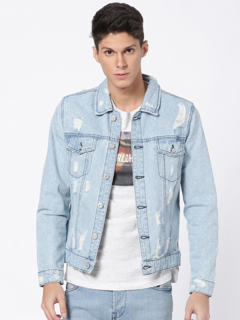 

ONLY & SONS Men Blue Printed Denim Jacket