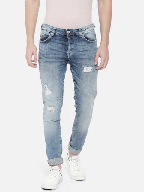 

ONLY & SONS Men Blue Slim Fit Mid-Rise Mildly Distressed Stretchable Jeans