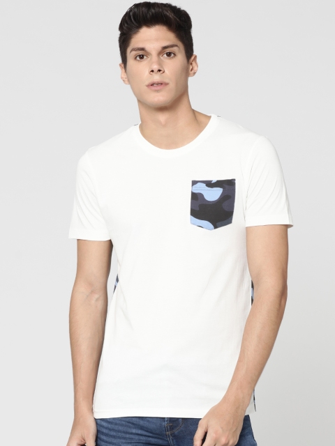 

ONLY & SONS Men White Back Printed Round Neck T-shirt