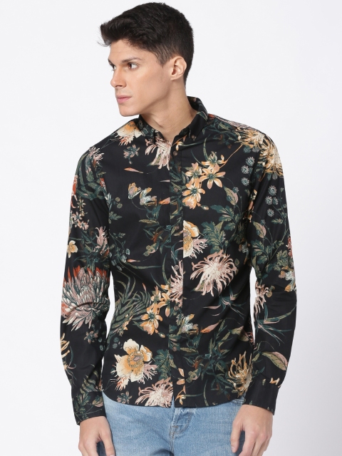 

ONLY & SONS Men Black Slim Fit Floral Printed Casual Shirt