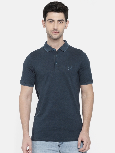 

ONLY & SONS Men Navy Blue Solid Polo Collar T-shirt