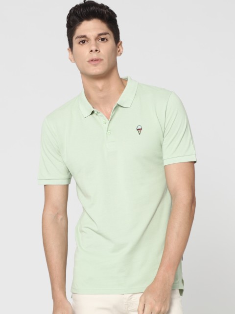 

ONLY & SONS Men Green Solid Polo T-shirt