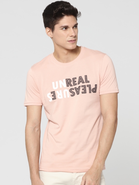 

ONLY & SONS Men Pink Self Design Round Neck T-shirt
