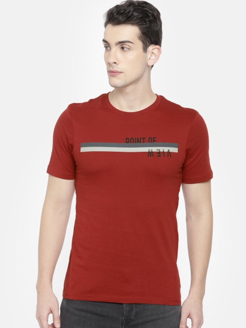 

ONLY & SONS Men Red Printed Round Neck T-shirt
