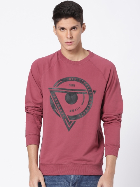 

ONLY & SONS Men Maroon Printed Sweatshirt