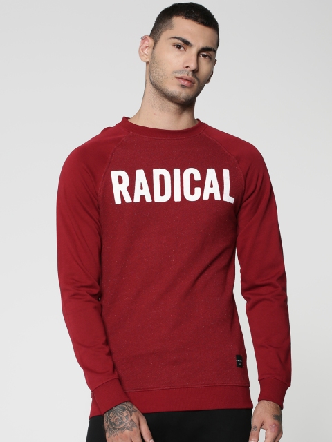 

ONLY & SONS Men Red Printed Sweatshirt