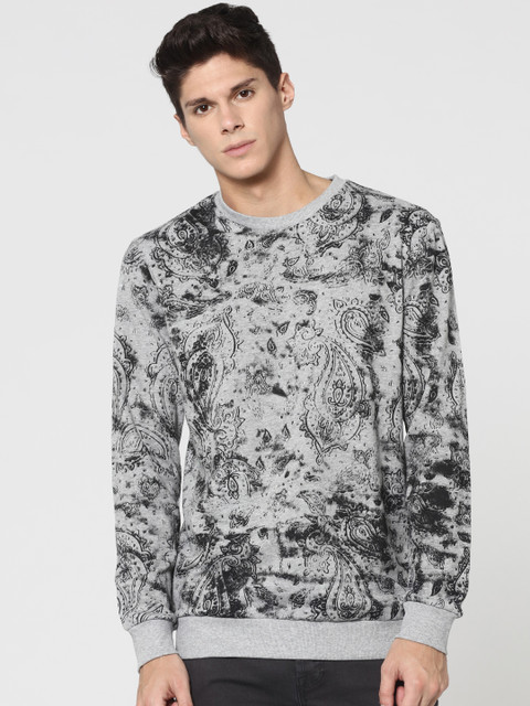

ONLY & SONS Men Grey Ethnic Printed Sweatshirt