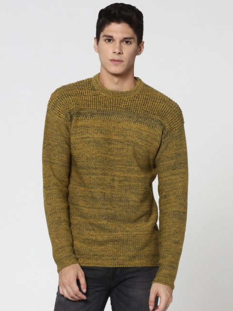 

ONLY & SONS Men Lime Green Self Design Pullover