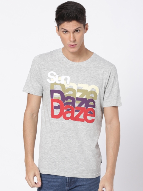 

ONLY & SONS Men Grey Printed Round Neck T-shirt