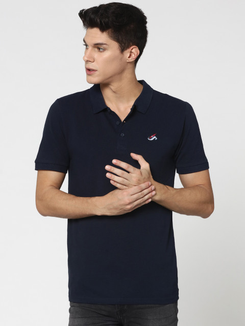 

ONLY & SONS Men Navy Solid Polo Collar T-shirt, Navy blue