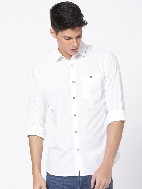 

ONLY & SONS Men White Slim Fit Solid Casual Shirt