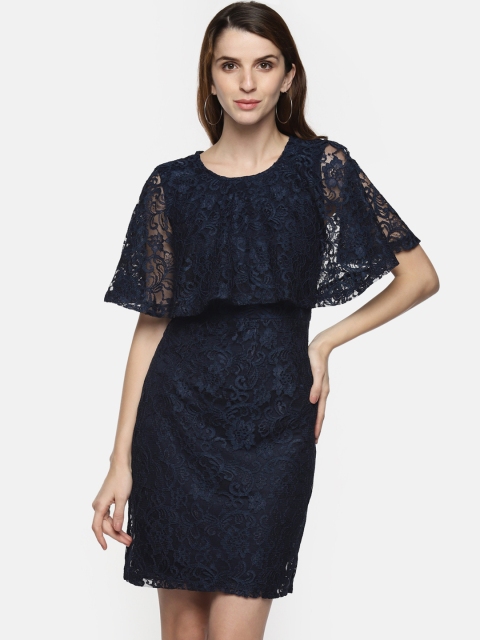 

Annabelle by Pantaloons Women Navy Blue Self Design Sheath Dress