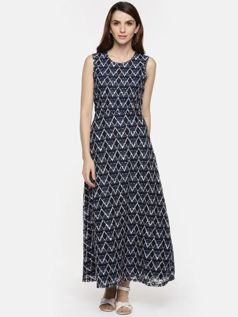 

Annabelle by Pantaloons Women Navy Blue Printed Maxi Dress