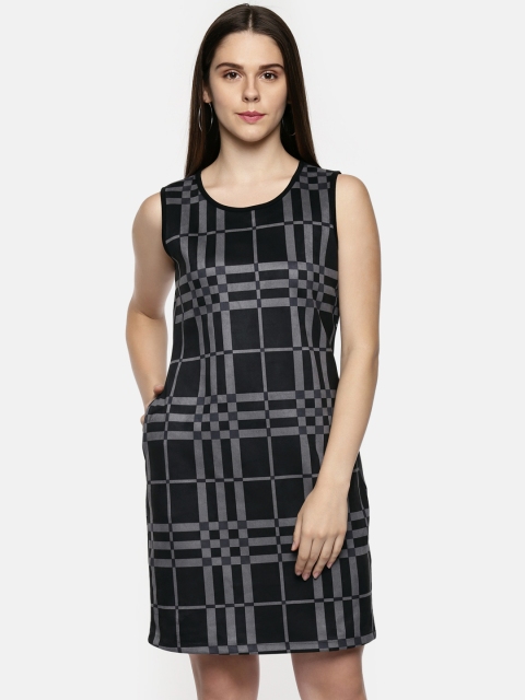 

Annabelle by Pantaloons Women Black Checked Sheath Dress