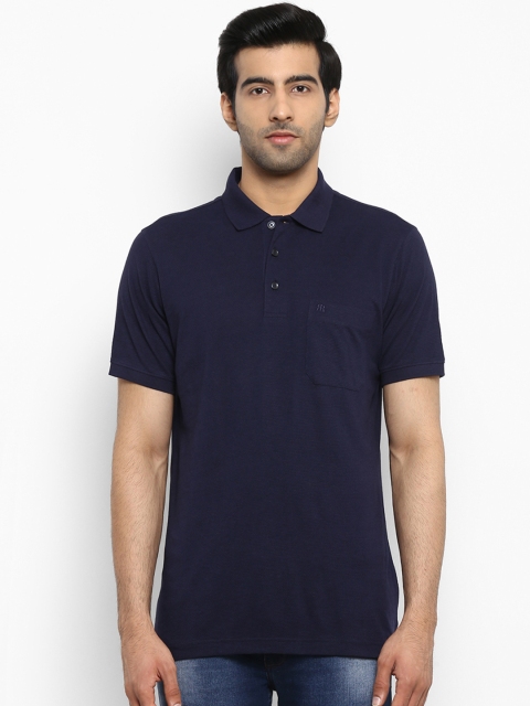 

Raymond Men Navy Blue Solid Polo Collar T-shirt