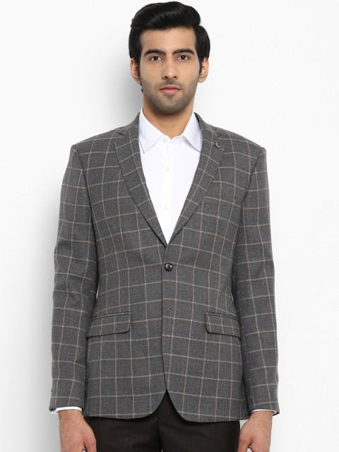 

Raymond Grey Checked Regular Fit Single-Breasted Blazer