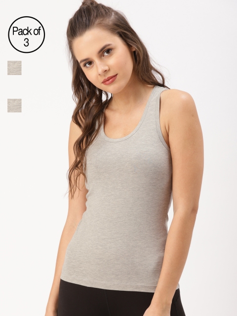

DressBerry Women Pack of 3 Grey Solid Tank Top