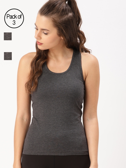 

DressBerry Women Pack of 3 Grey Solid Tank Top