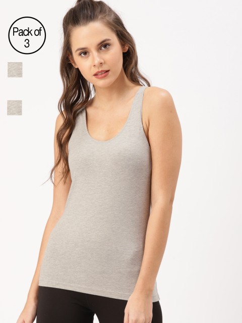 

DressBerry Women Pack of 3 Grey Solid Tank Top