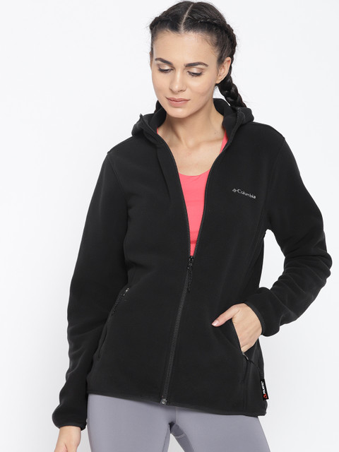 

Columbia Black Fuller Ridge Hooded Fleece Outdoor Sporty Jacket