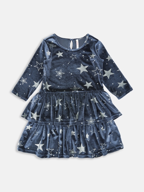 

CHALK by Pantaloons Girls Blue Printed Fit and Flare Dress