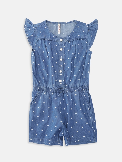 

CHALK by Pantaloons Girls Blue & White Printed Playsuit
