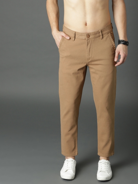 

Roadster Men Khaki Regular Fit Solid Cropped Trousers