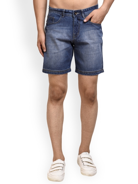 

FEVER Men Blue Washed Slim Fit Denim Shorts