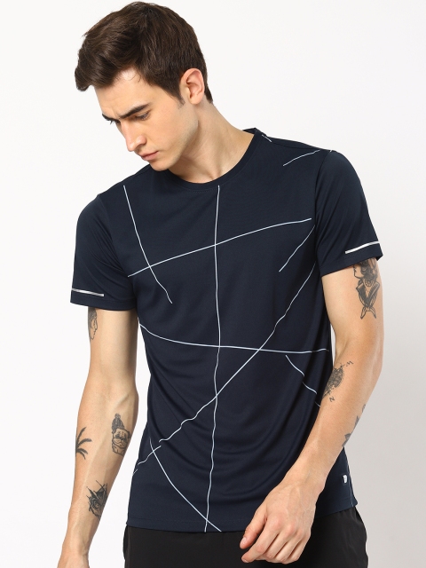 

ether e+ Men Navy Blue Printed Round Neck e-dry T-shirt