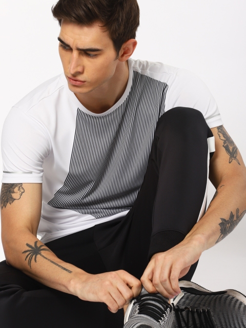 

ether Men White & Black Striped T-shirt