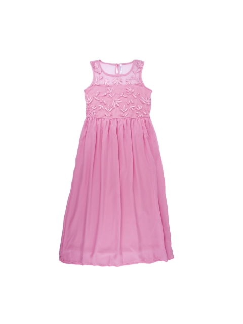 

POPPERS by Pantaloons Girls Pink Embellished Fit and Flare Dress