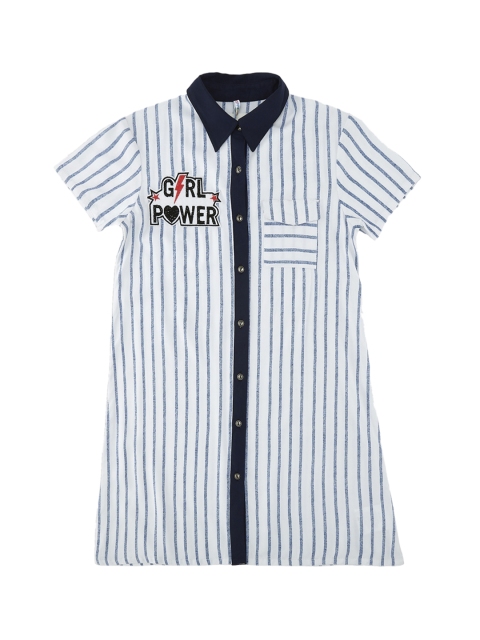 

POPPERS by Pantaloons Girls Off-White Striped Shirt Dress