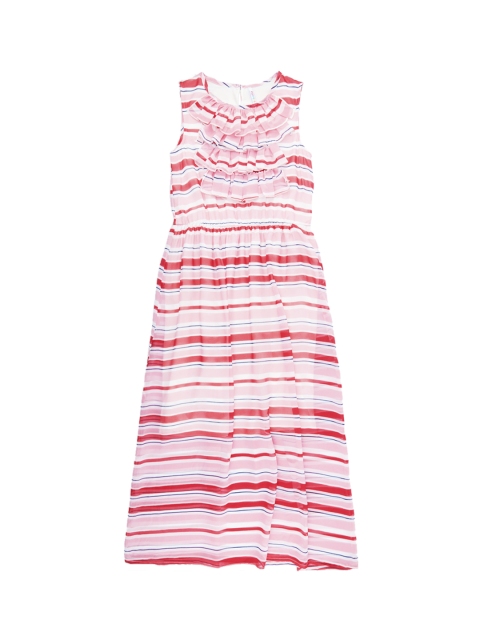 

POPPERS by Pantaloons Girls Pink & Red Striped Fit and Flare Dress