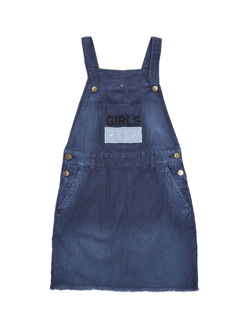

POPPERS by Pantaloons Girls Blue Printed Pinafore Dress