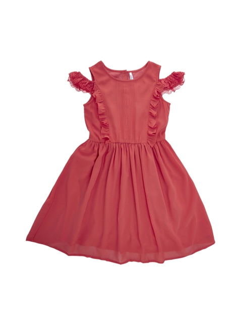 

POPPERS by Pantaloons Girls Coral Self Design Fit and Flare Dress