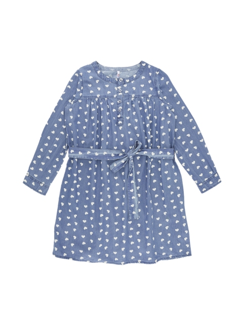

POPPERS by Pantaloons Girls Blue Printed Fit and Flare Dress