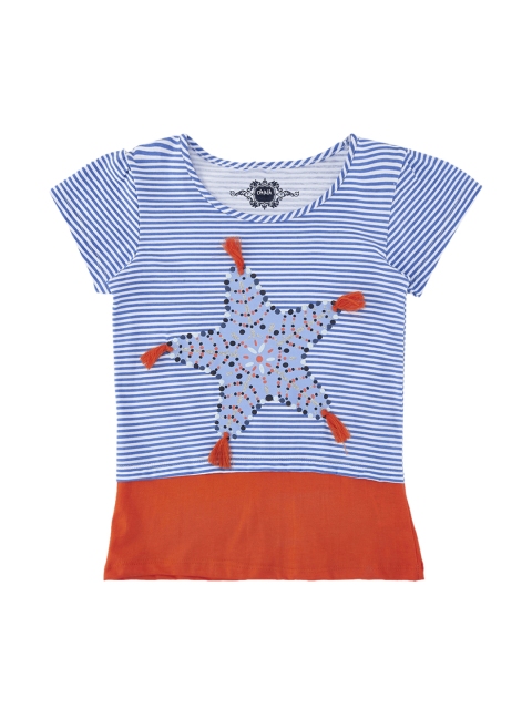 

CHALK by Pantaloons Girls Blue & White Striped Round Neck T-shirt