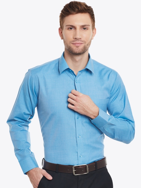 

English Navy Men Blue Slim Fit Printed Formal Shirt