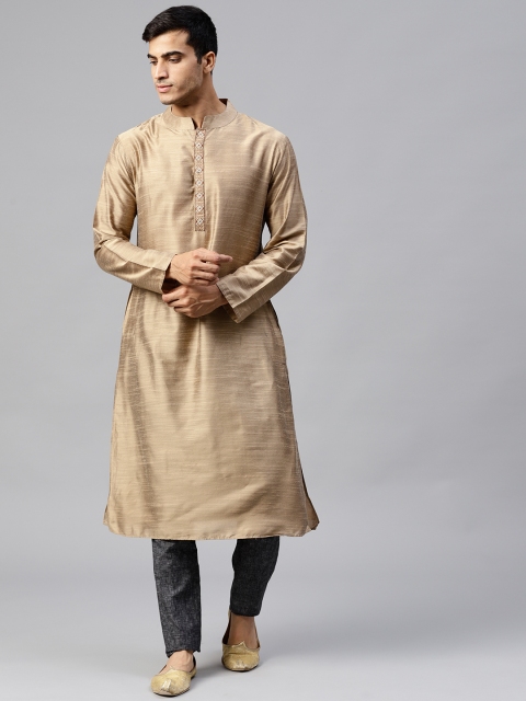 

Shree Men Golden Solid Straight Kurta, Gold