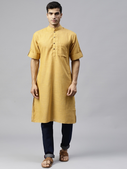 

Shree Men Mustard Yellow Solid Straight Kurta